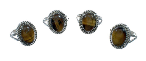 Sterling Silver Tiger Eye Native American Ring Size 7-1/4 X10189